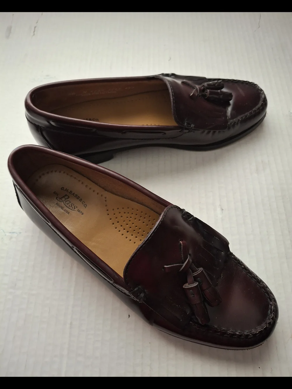 H G Bass Men’s Wine/Burgundy Leather Penny Loafers